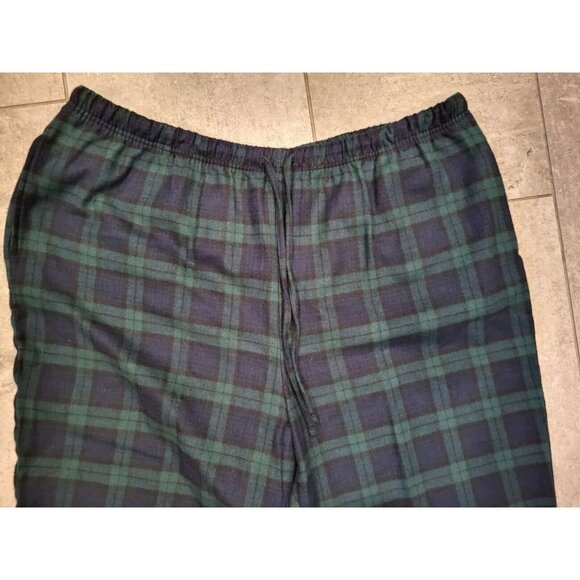 L.L. Bean warm Green & navy flannel Tartan Pajama matching separates. - Picture 4 of 10